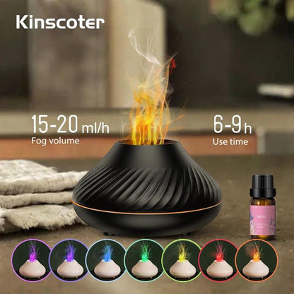 Volcanic Aroma Diffuser Essential Oil Lamp 130Ml USB Portable Air Humidifier with Color Flame Night Light