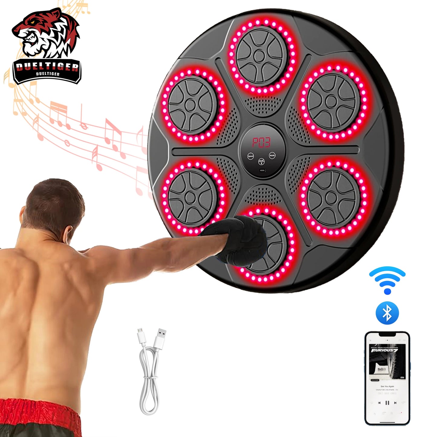 New Music Boxing Machine Smart Bluetooth Wall Mounted Music Boxing Trainer Gym Home Electronic Boxing Target Punching Equipment