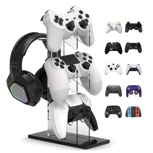 Universal 3-Layer Controller Holder and Headphone Holder Game Accessories for PS5 PS4 Storage Holder Black, White, Transparent