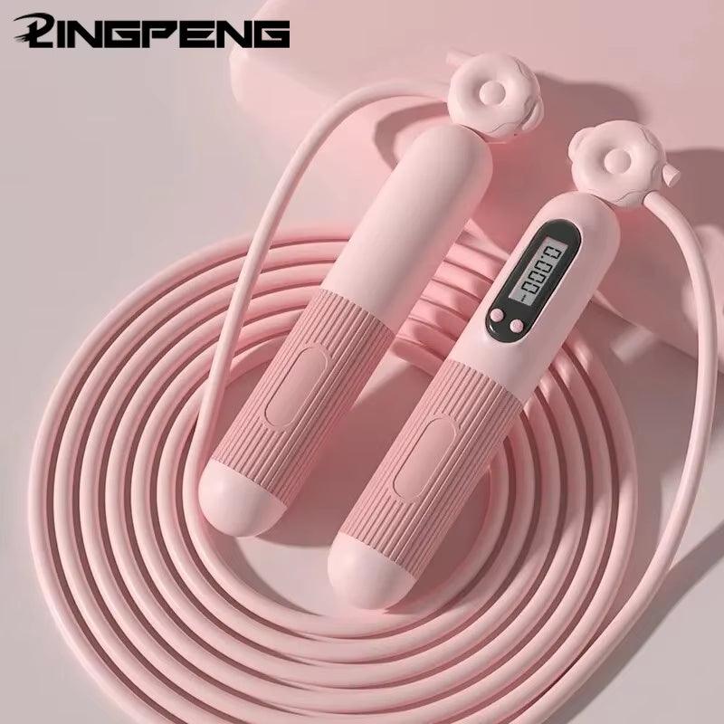 Fitness Exercise Electronic Counting with Countdown Skipping Rope Professional Fat Burning Adult Counting Timed Skipping Rope